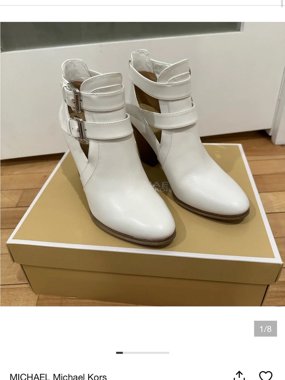 Michael Kors White Leather Cutout Double-Buckle Ankle Booties